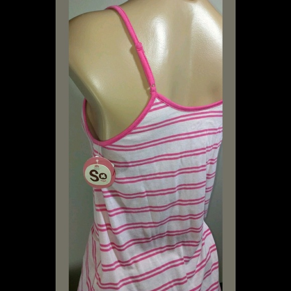 SO WEAR DECLARE IT LT DK PINK STRIPED TANK SHIRT - Picture 3 of 4